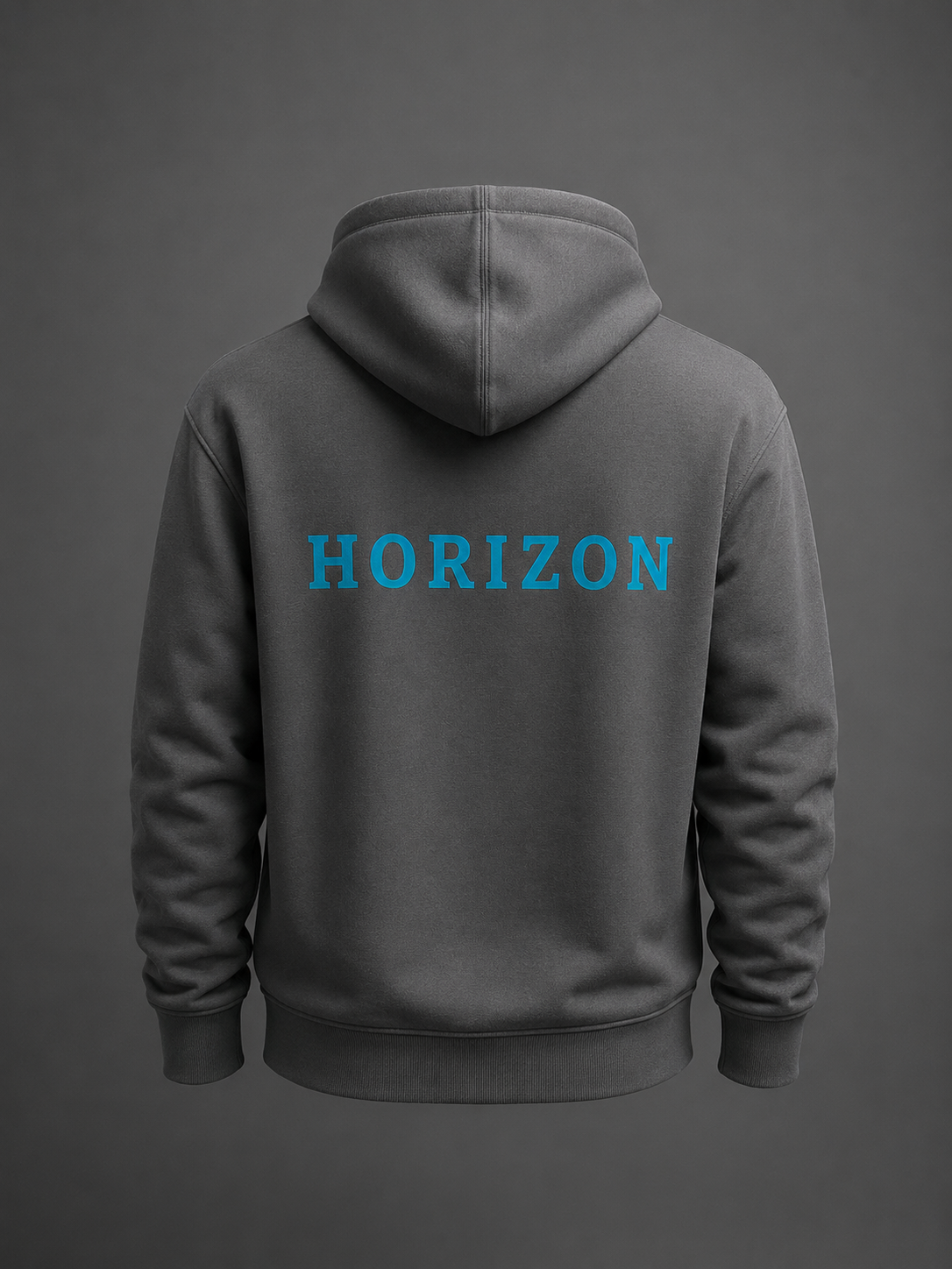 Sweat à capuche Azure ZEVYRA gris foncé avec logo bleu imprimé sur la poitrine.