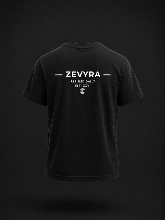 t-shirt refined zevyra premium noir avec design minimaliste 
